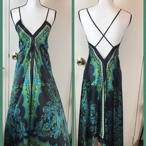 Multi Color Print Asymmetrical Maxi Dress